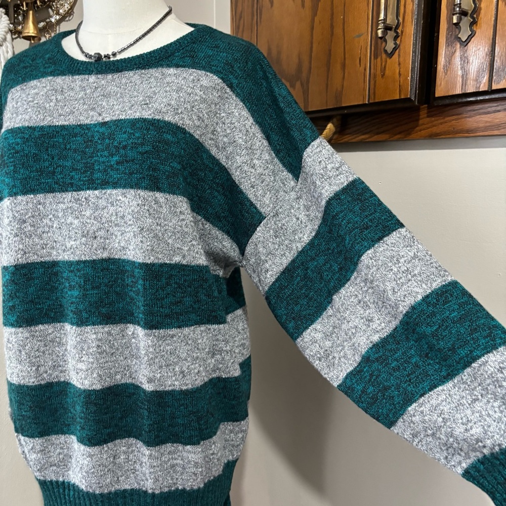 Vintage 90s Kate Collins Skirt Striped Dolman Sweater Size Medium 2pc Set - Picture 4 of 10